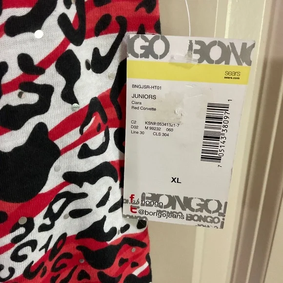 Bongo Ciara Red Corvette Animal Print Juniors Cami Top XL From Sears - Picture 8 of 14